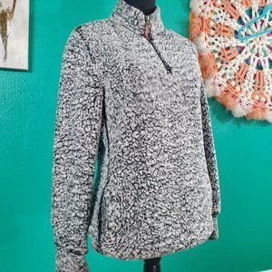 Weatherproof Grey Faux Fur Sherpa Cozy Fleece Pullover, Small